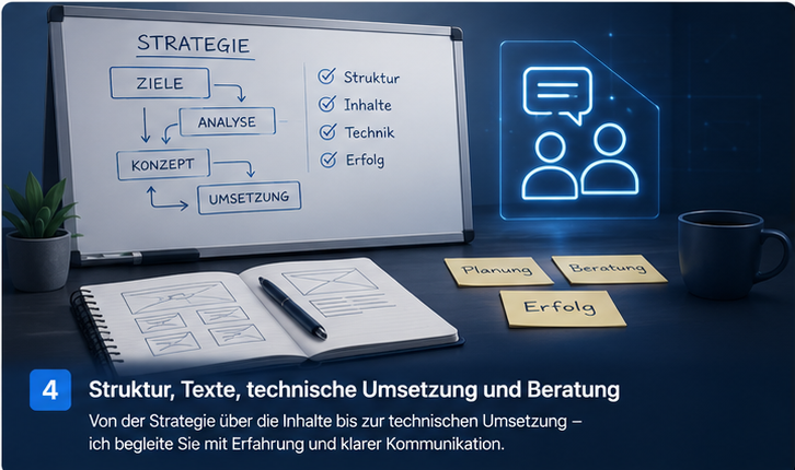 Grafik für Struktur, Texte, technische Umsetzung und Beratung